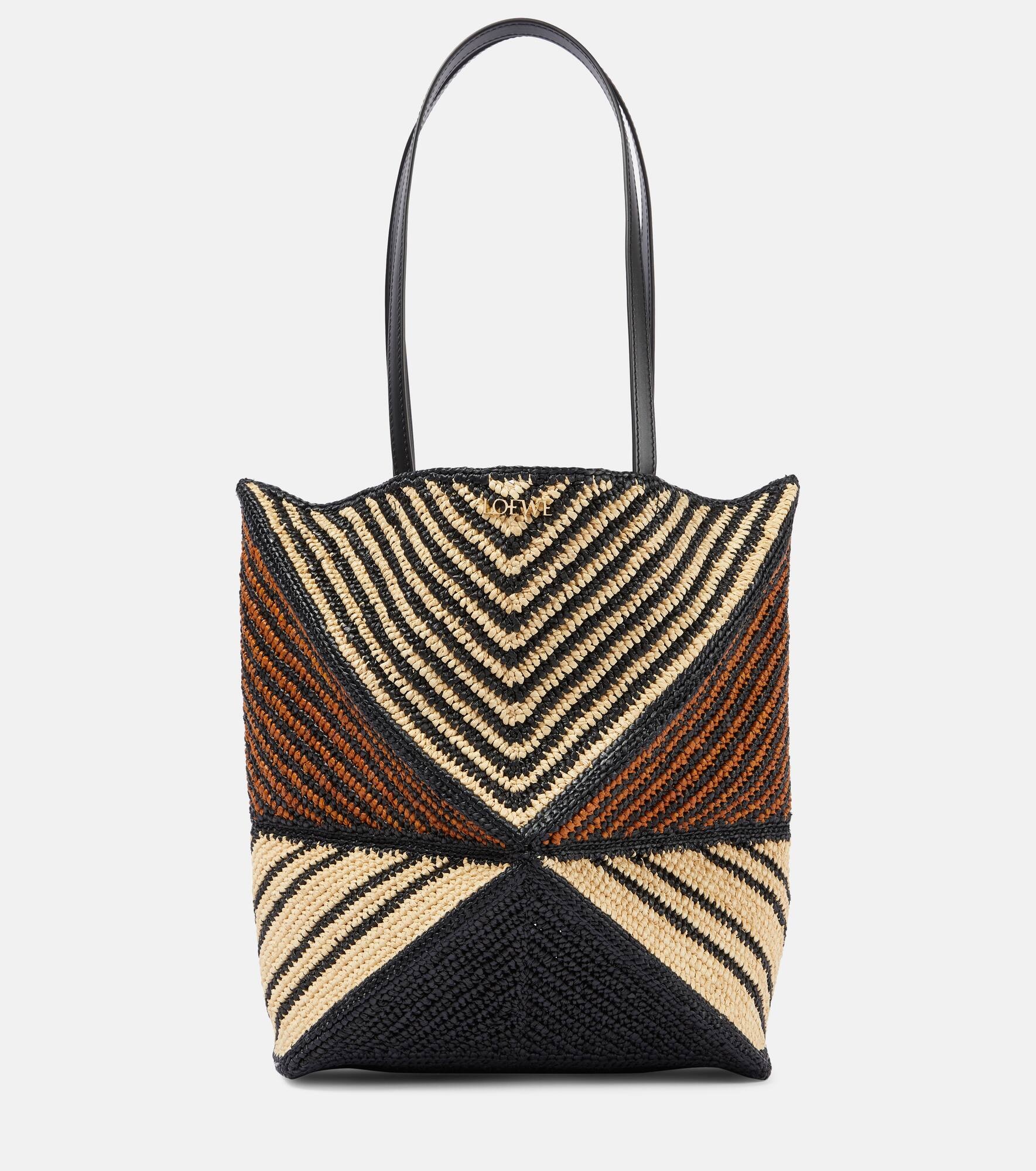 Paula's Ibiza Puzzle Fold Medium raffia tote bag - 1