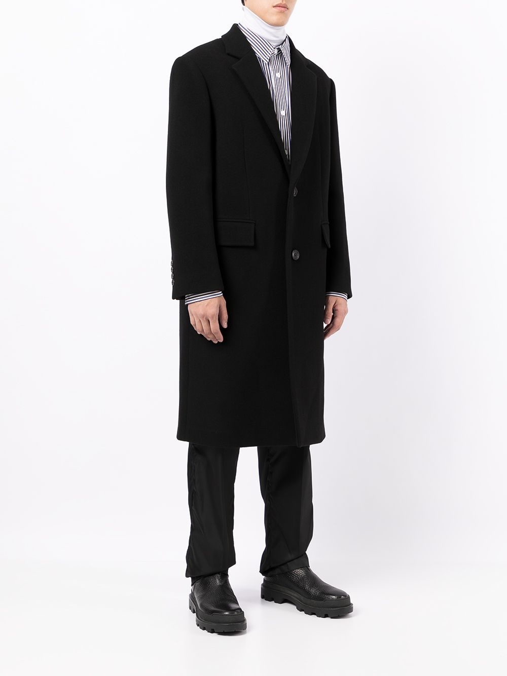 fitted single-breasted coat - 3