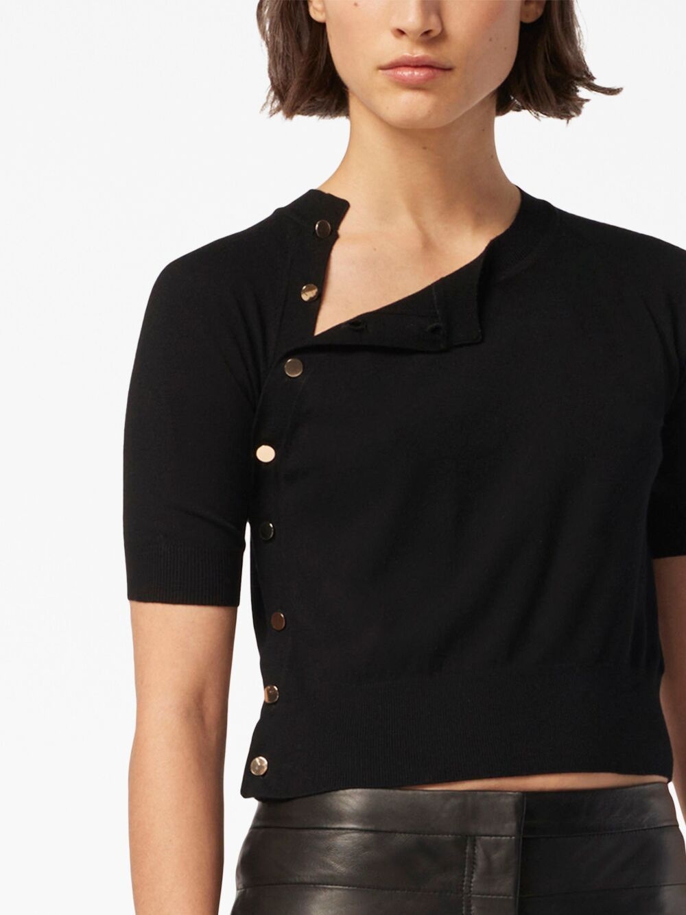 short-sleeve knitted crop top - 5
