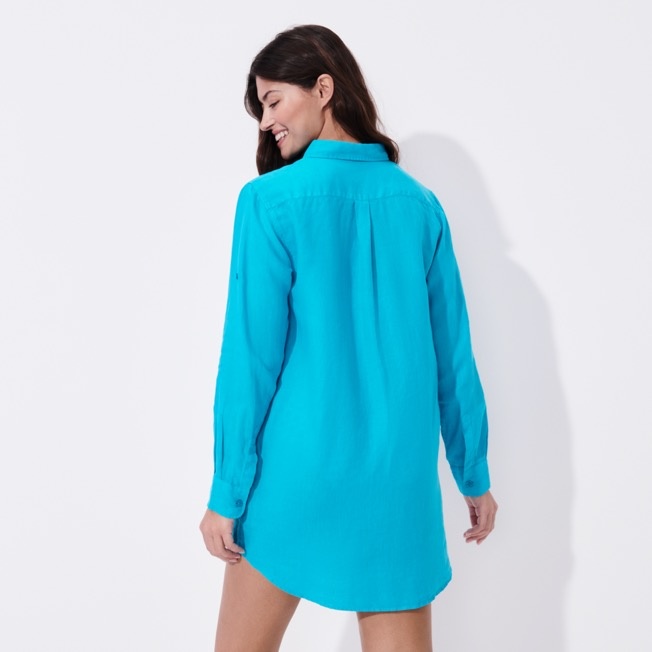 Women Linen Shirt Dress Solid - 4