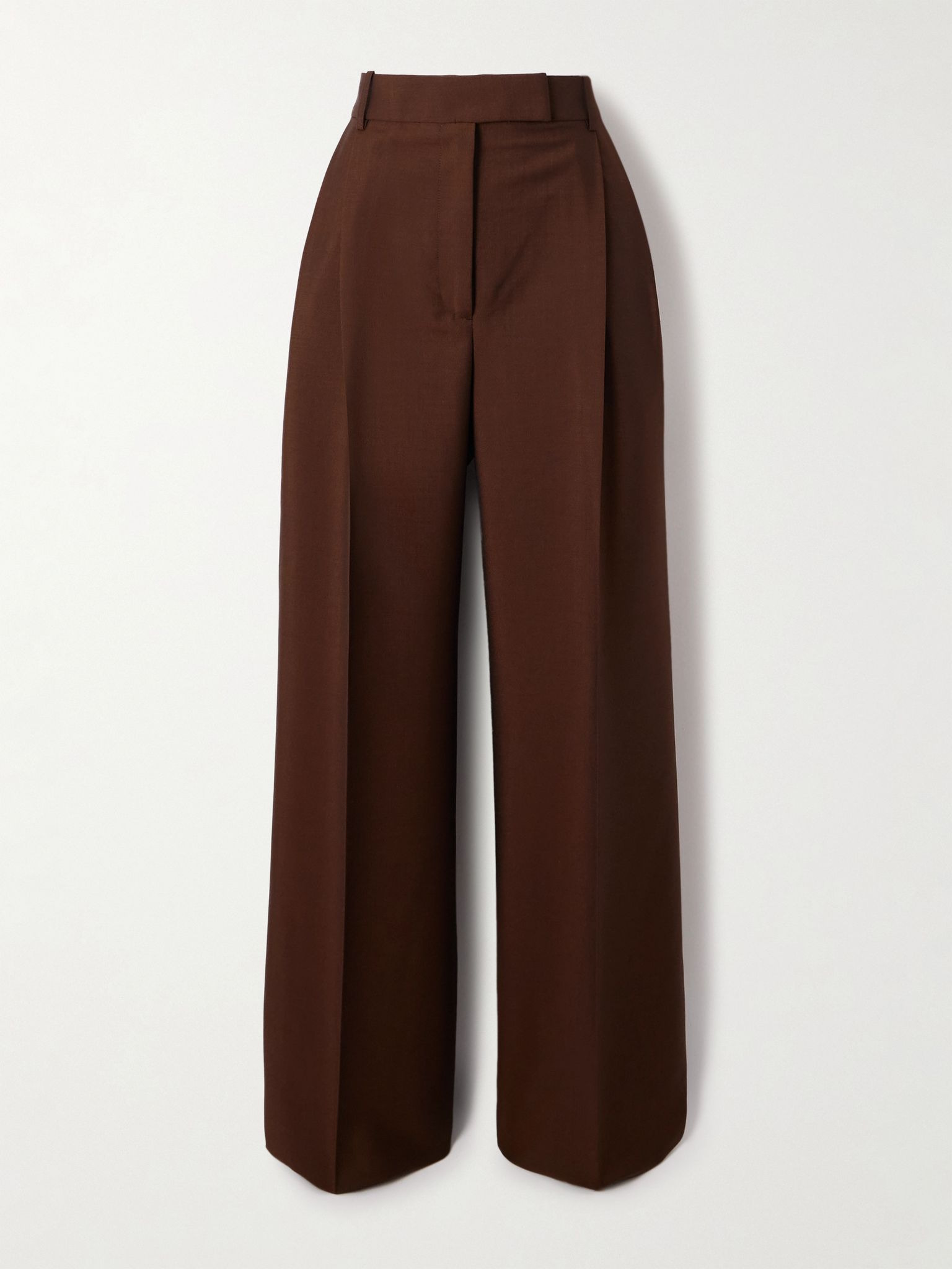 Pleated wool and mohair-blend pants Brown - 1