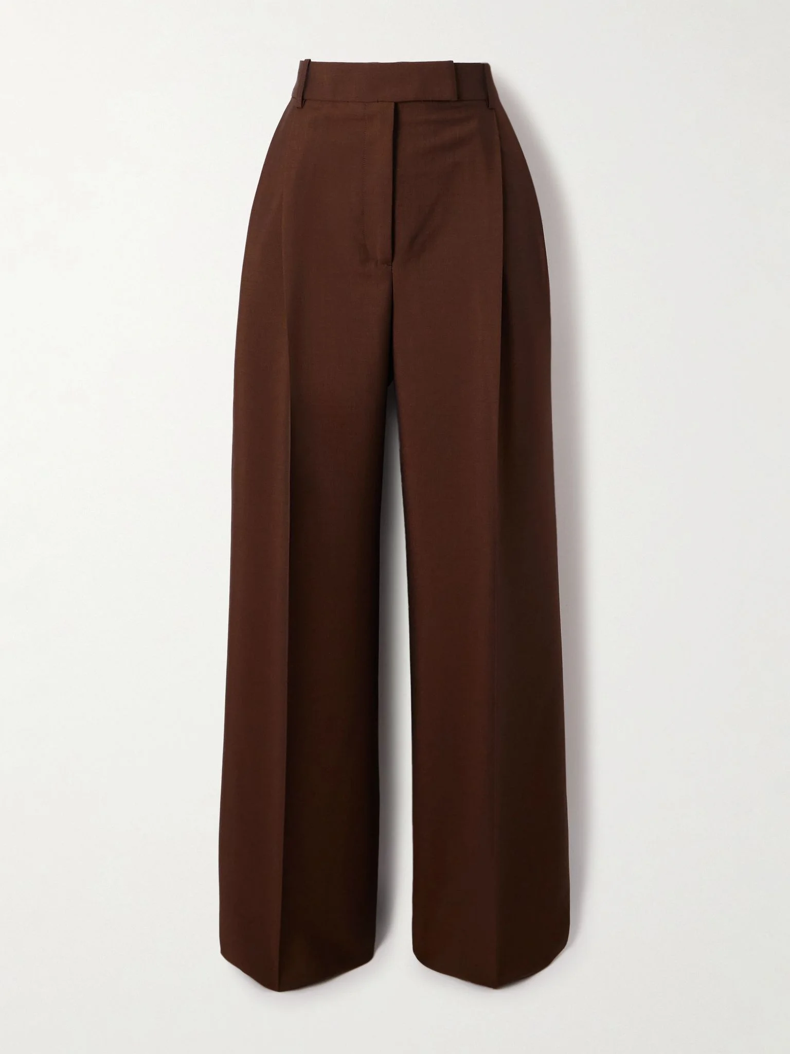 Pleated wool and mohair-blend pants Brown - 1