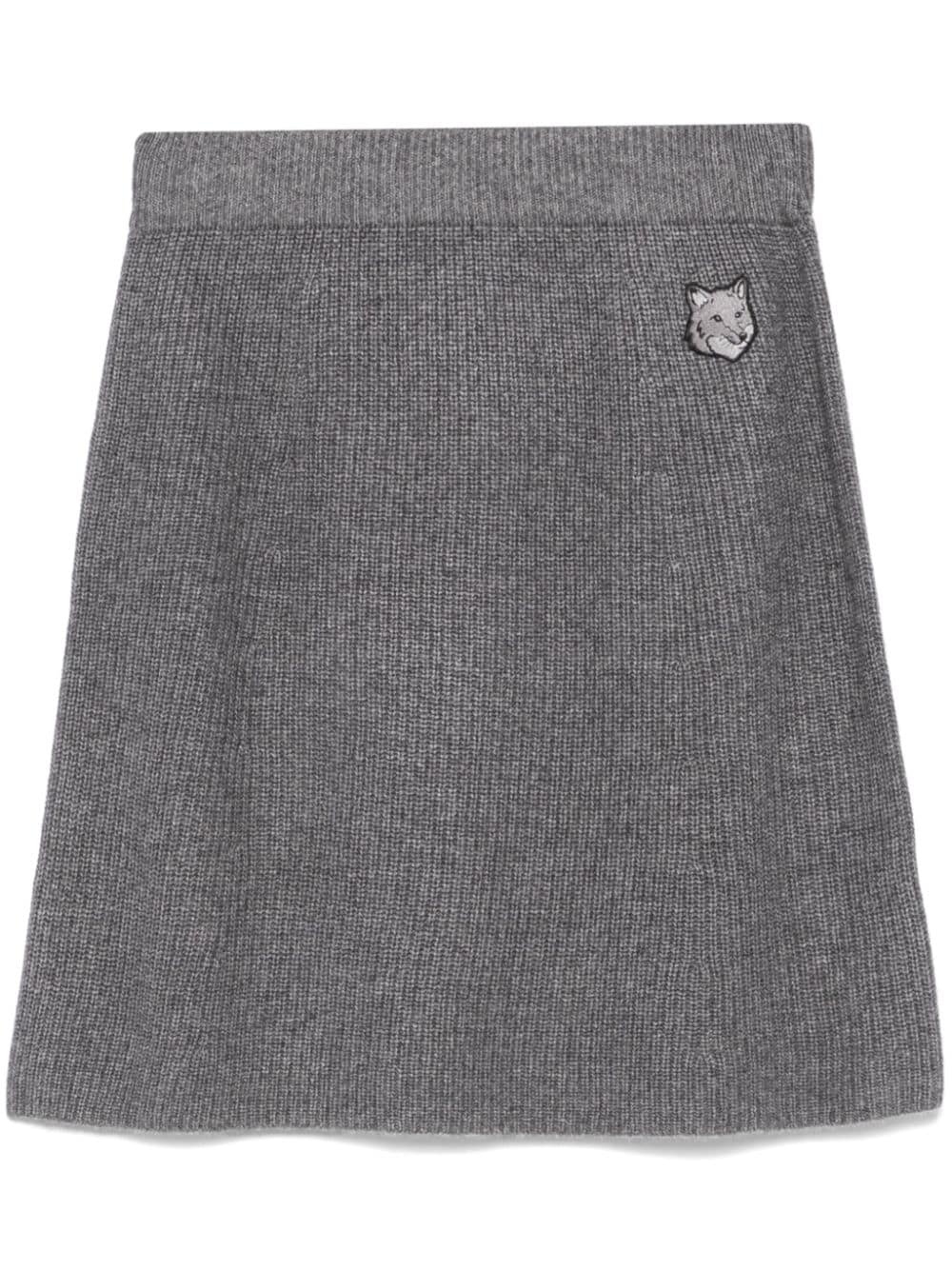 Bold Fox Head ribbed mini skirt - 2