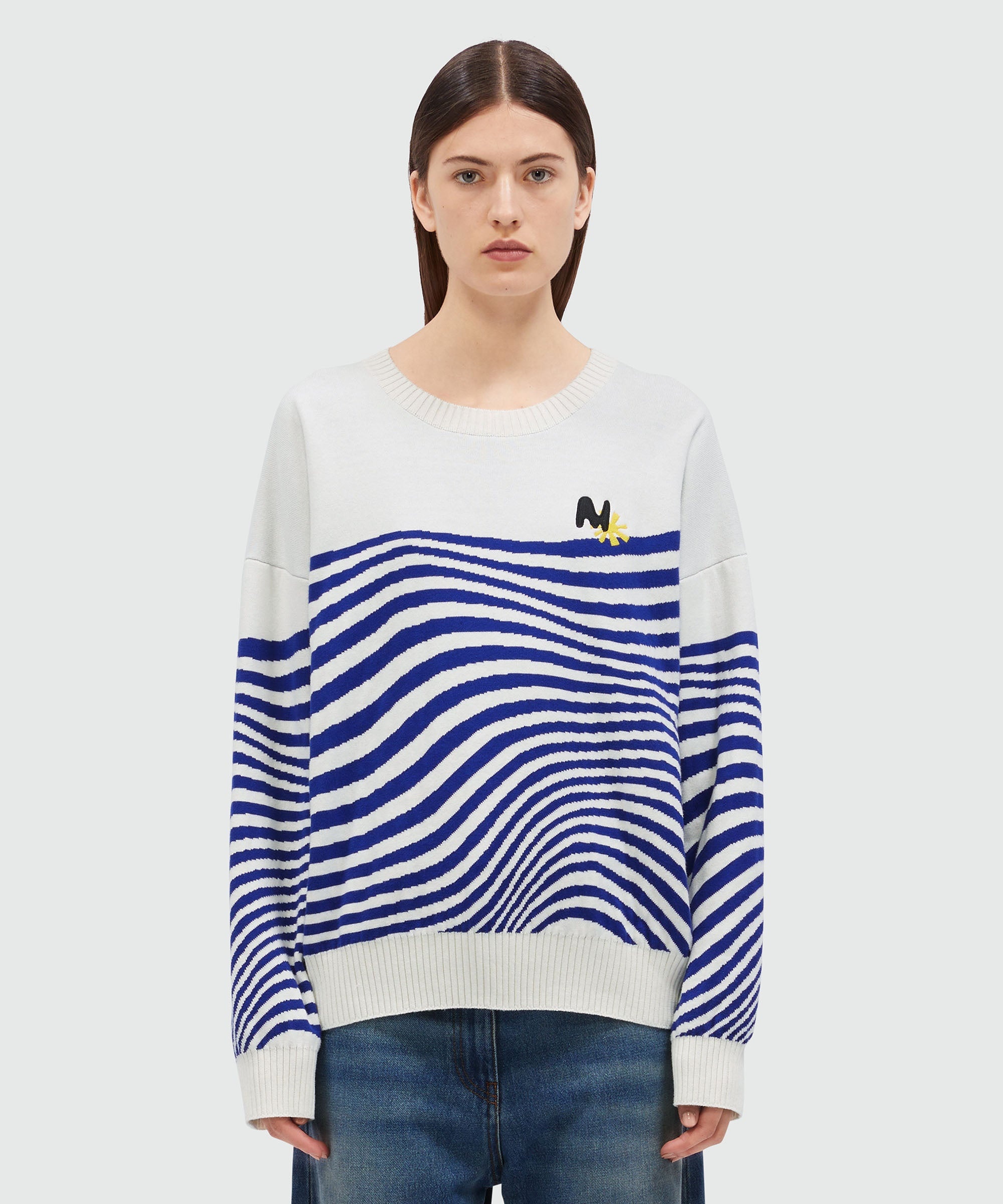 Wave patterned cotton sweater - 2