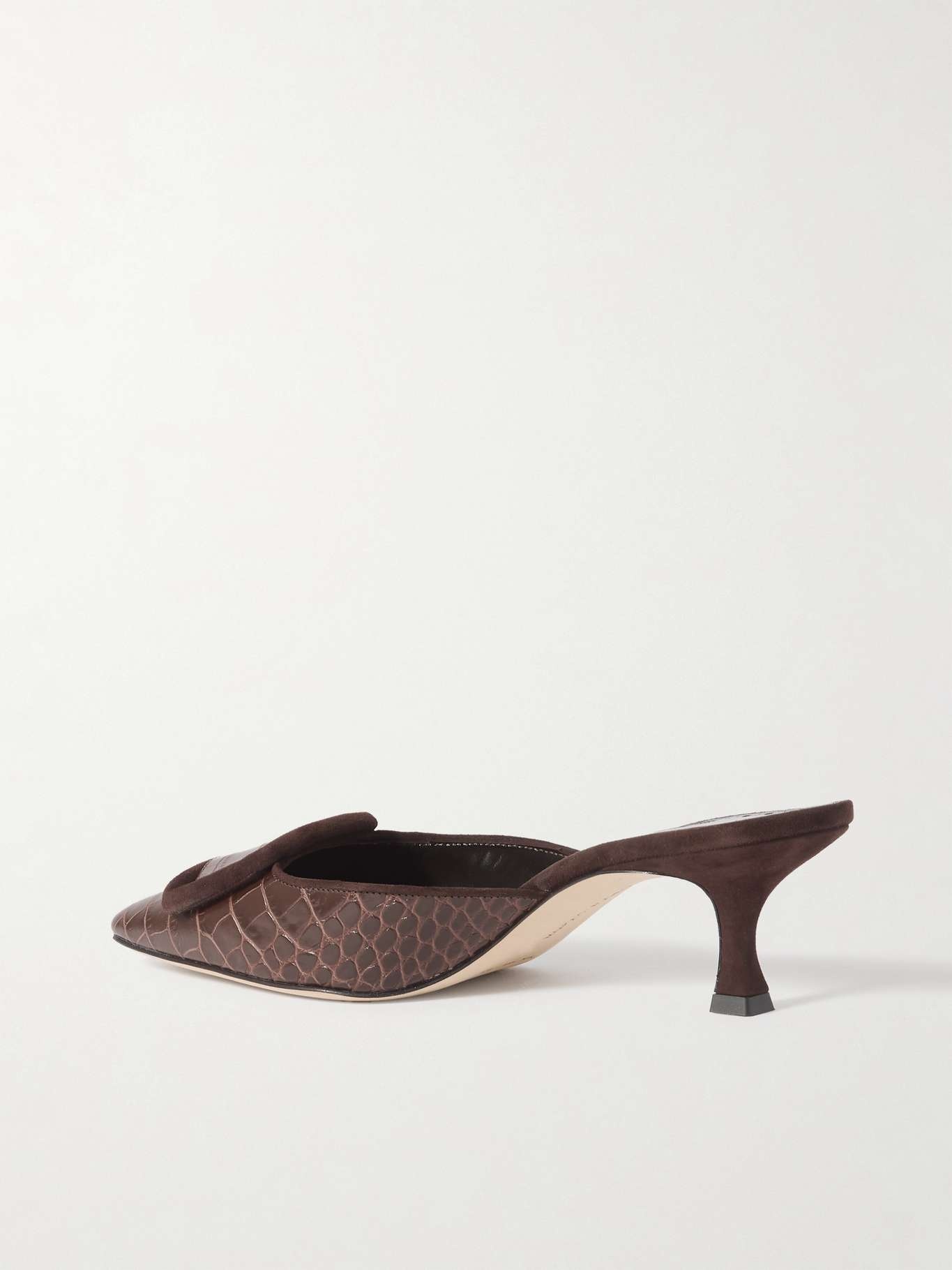 Maysalebi 50 suede-trimmed croc-effect leather mules - 3