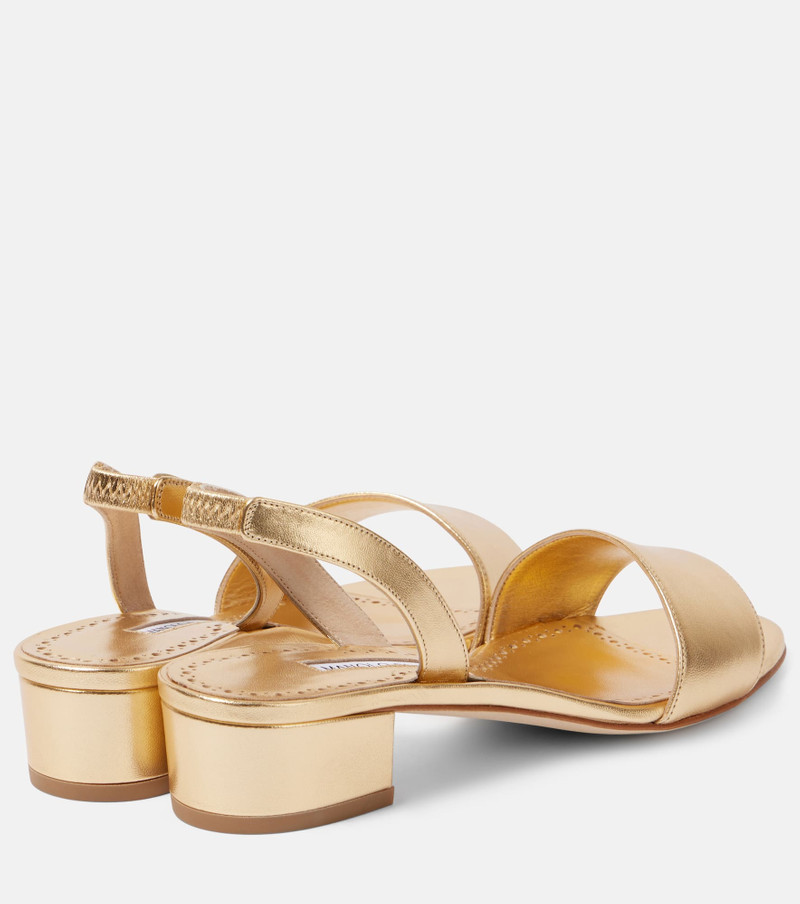 Manolo Blahnik Patopia 30 metallic leather sandals outlook