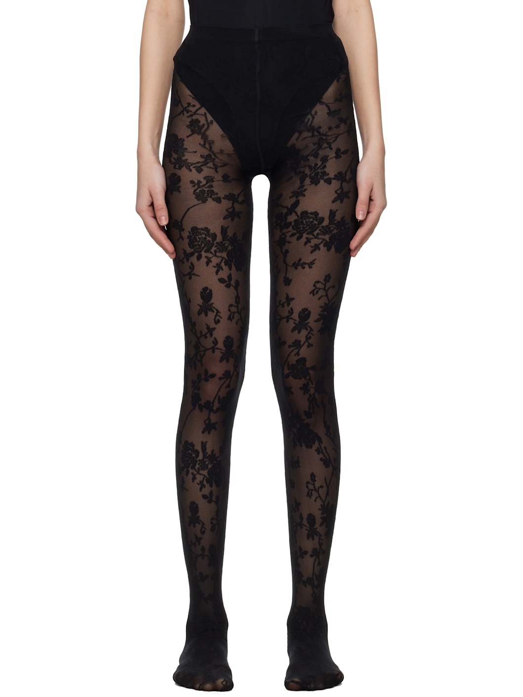 Black Flower Tights - 1