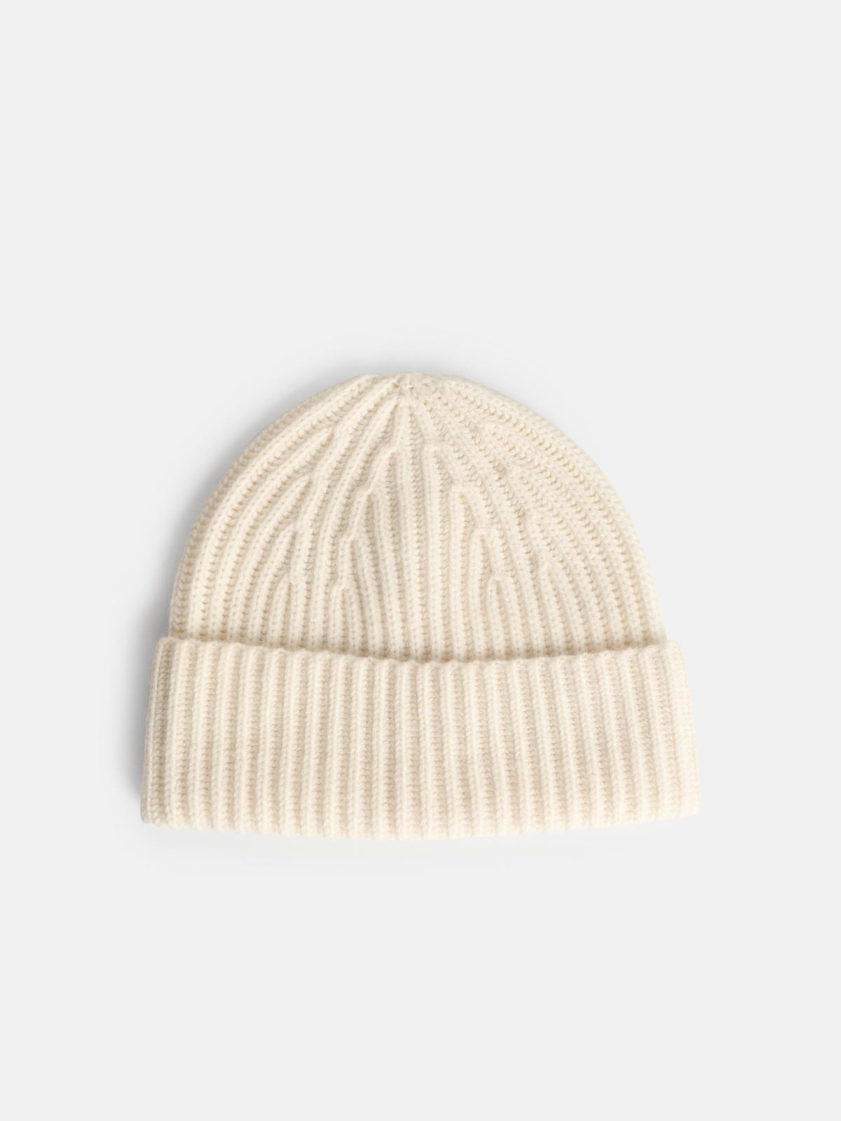 'MARTIGNY' CREAM CASHMERE BEANIE - 1