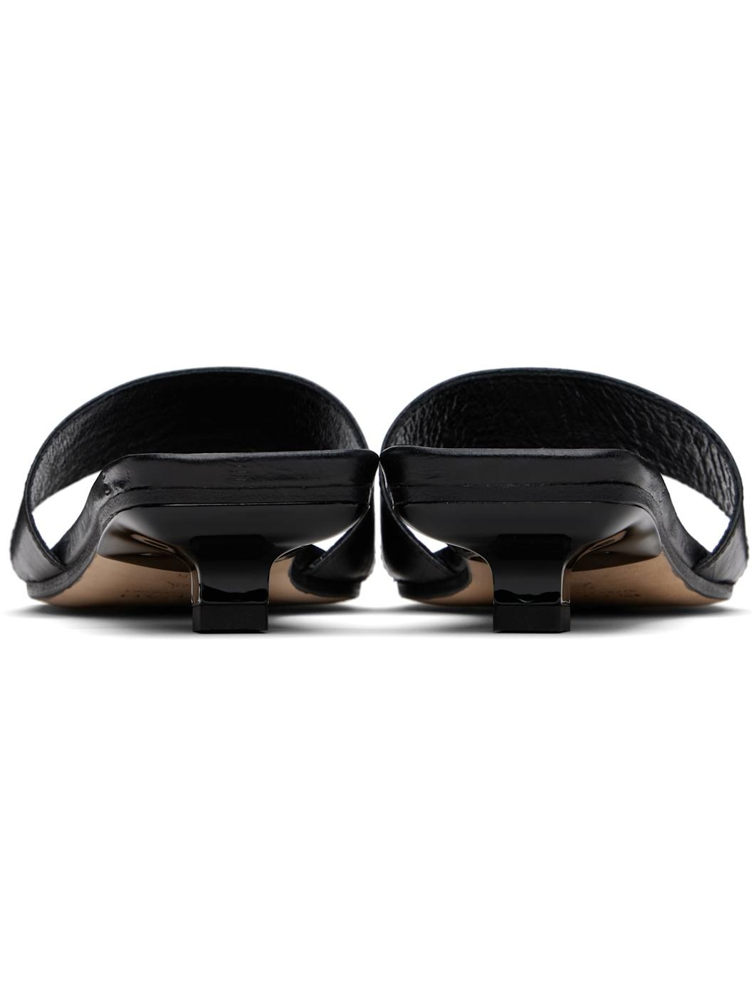 Black Ceni Eel Embossed Leather Heeled Sandals - 2