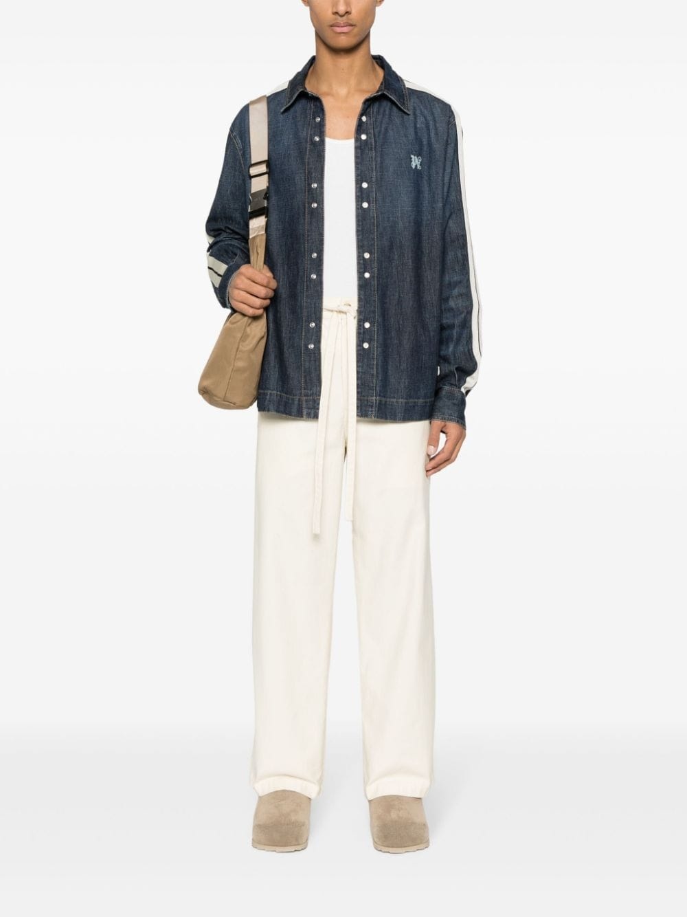 monogram track denim jacket - 2
