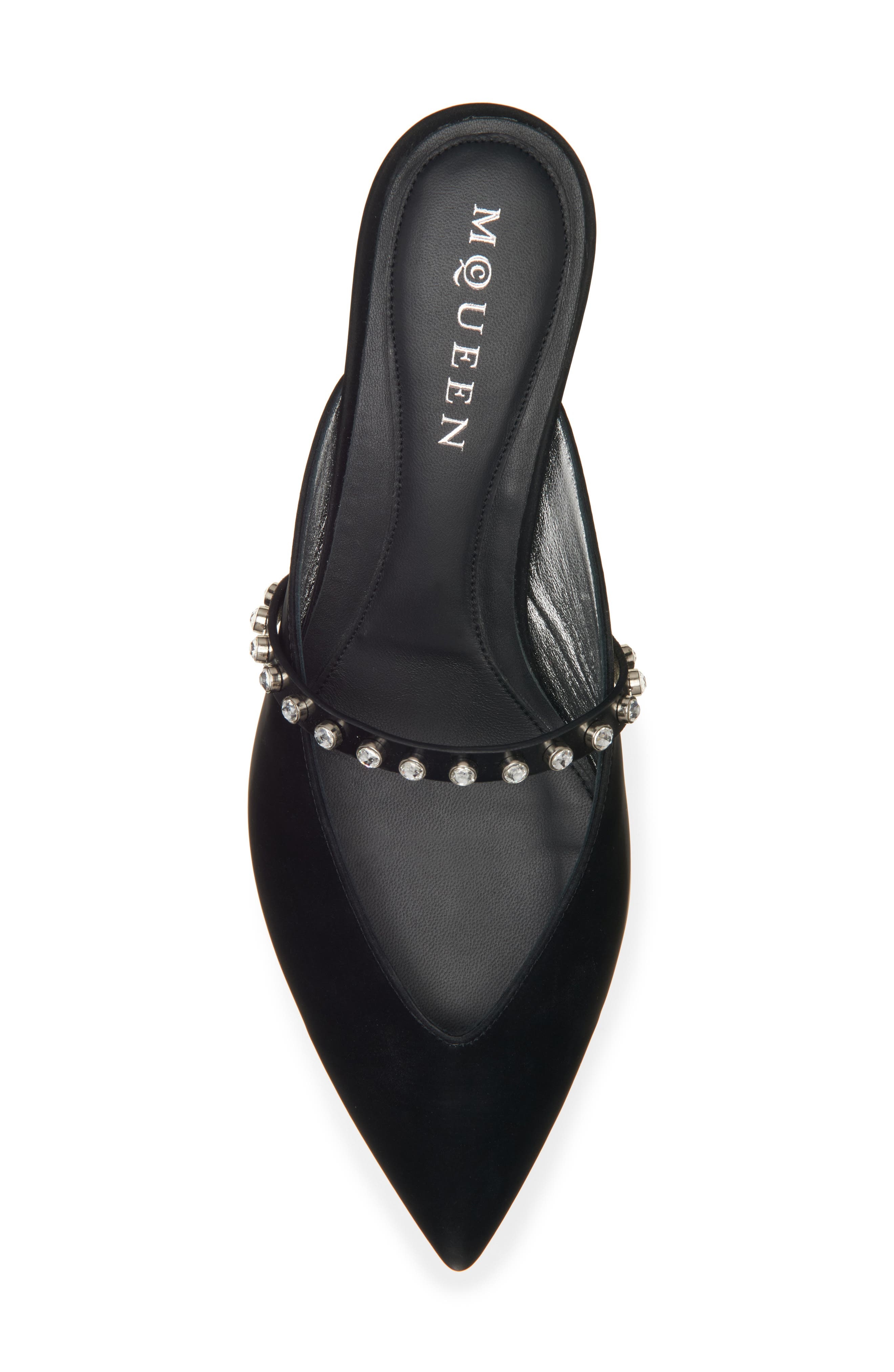 McQueen Stud Pointed Toe Mary Jane Mule in Black/Black/Silver at Nordstrom - 5