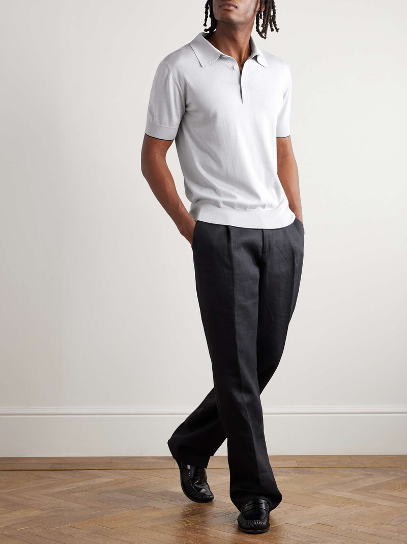 Balmain Logo-Embroidered Silk-Blend Polo Shirt outlook