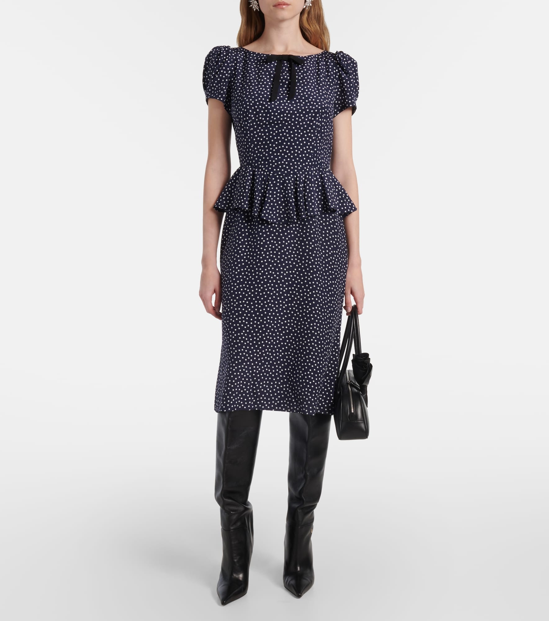 Polka-dot silk midi dress - 2
