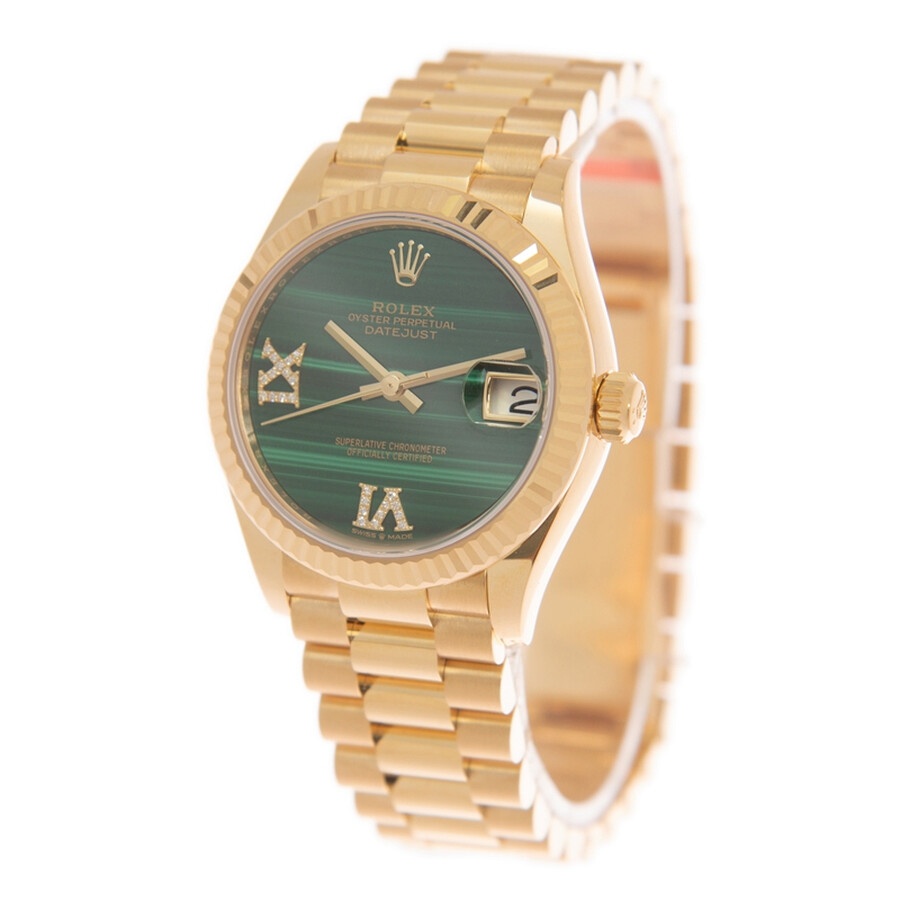 Rolex Datejust 31 Malachite Diamond Dial Ladies 18kt Yellow Gold President Watch 278278MLRDP - 3