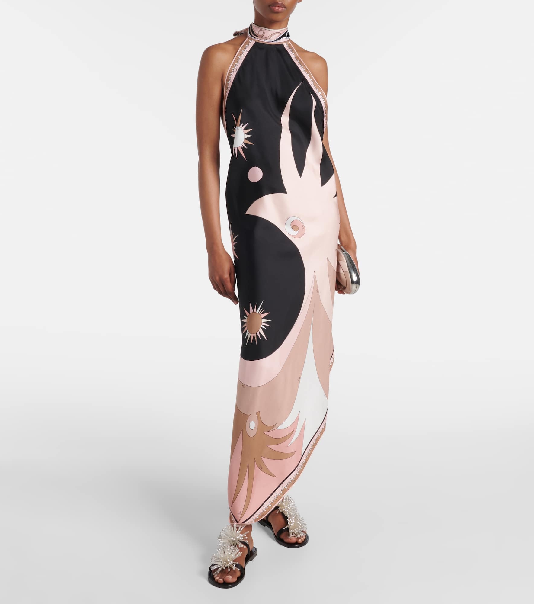 Stella halterneck silk twill maxi dress - 2