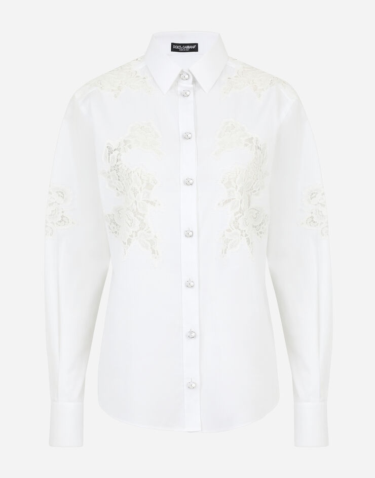 Poplin shirt with lace openwork - 3