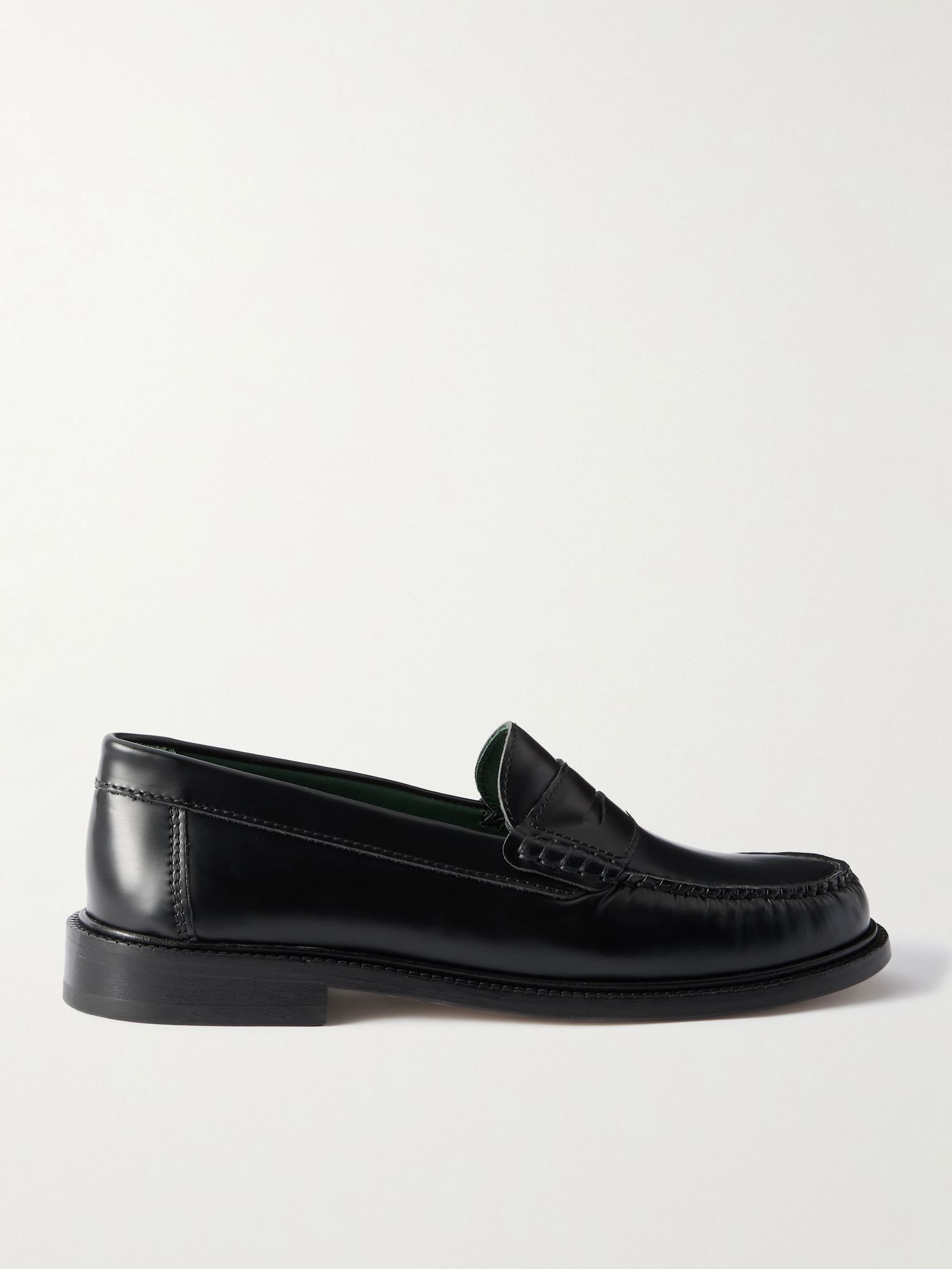 Yardee Polished-Leather Penny Loafers Black - 1