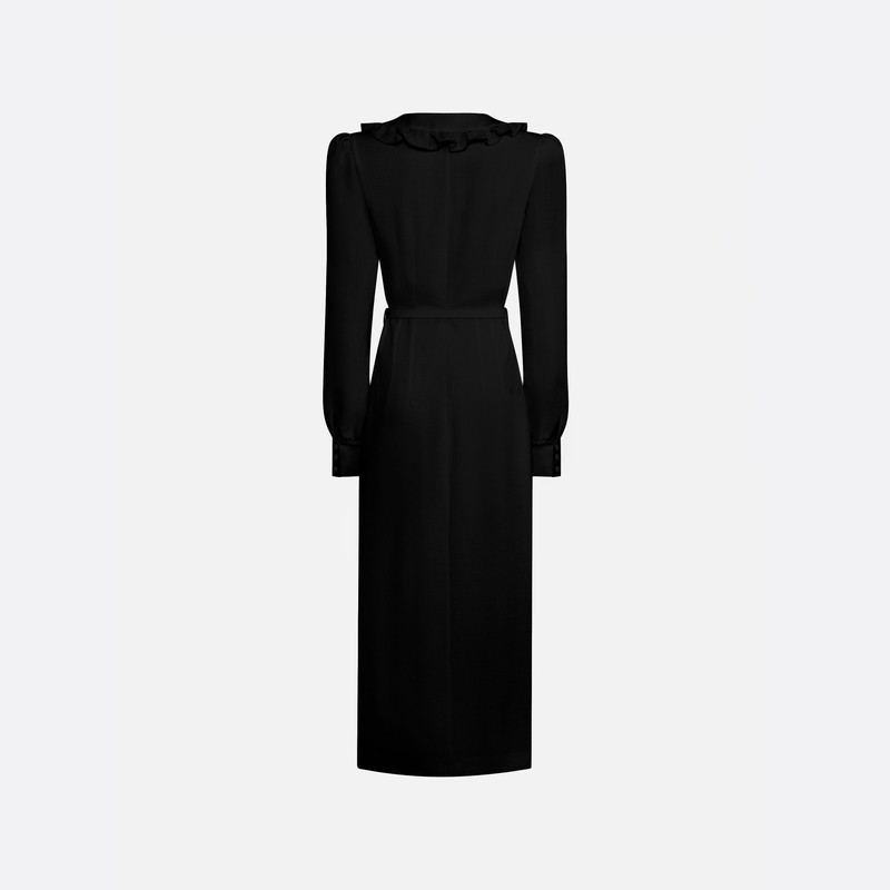 LIGHT WOOL CRÊPE MIDI DRESS WITH V-NECKLINE 5