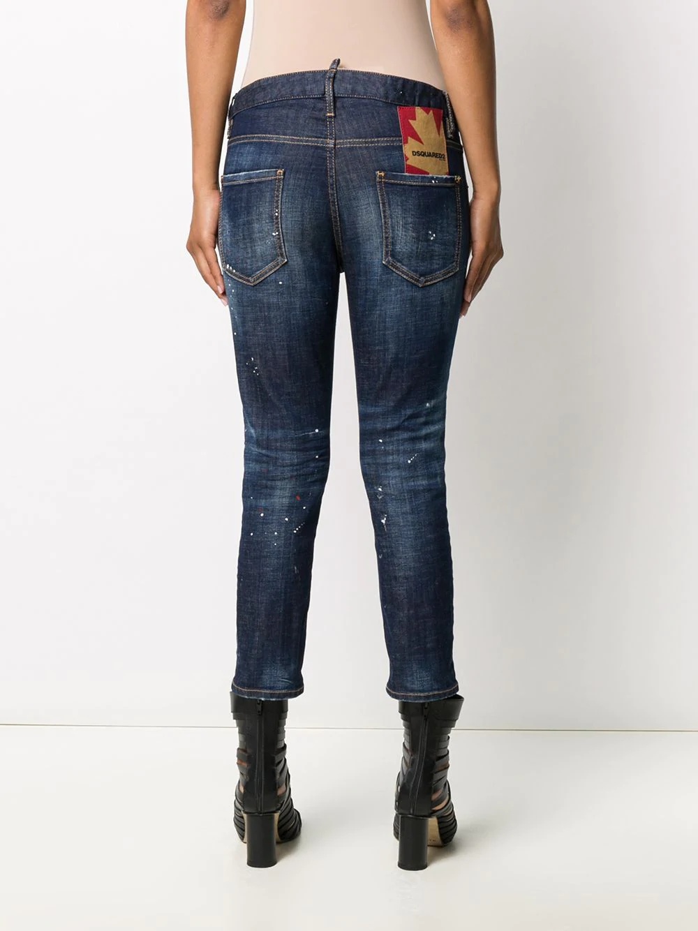 distressed cropped jeans - 4