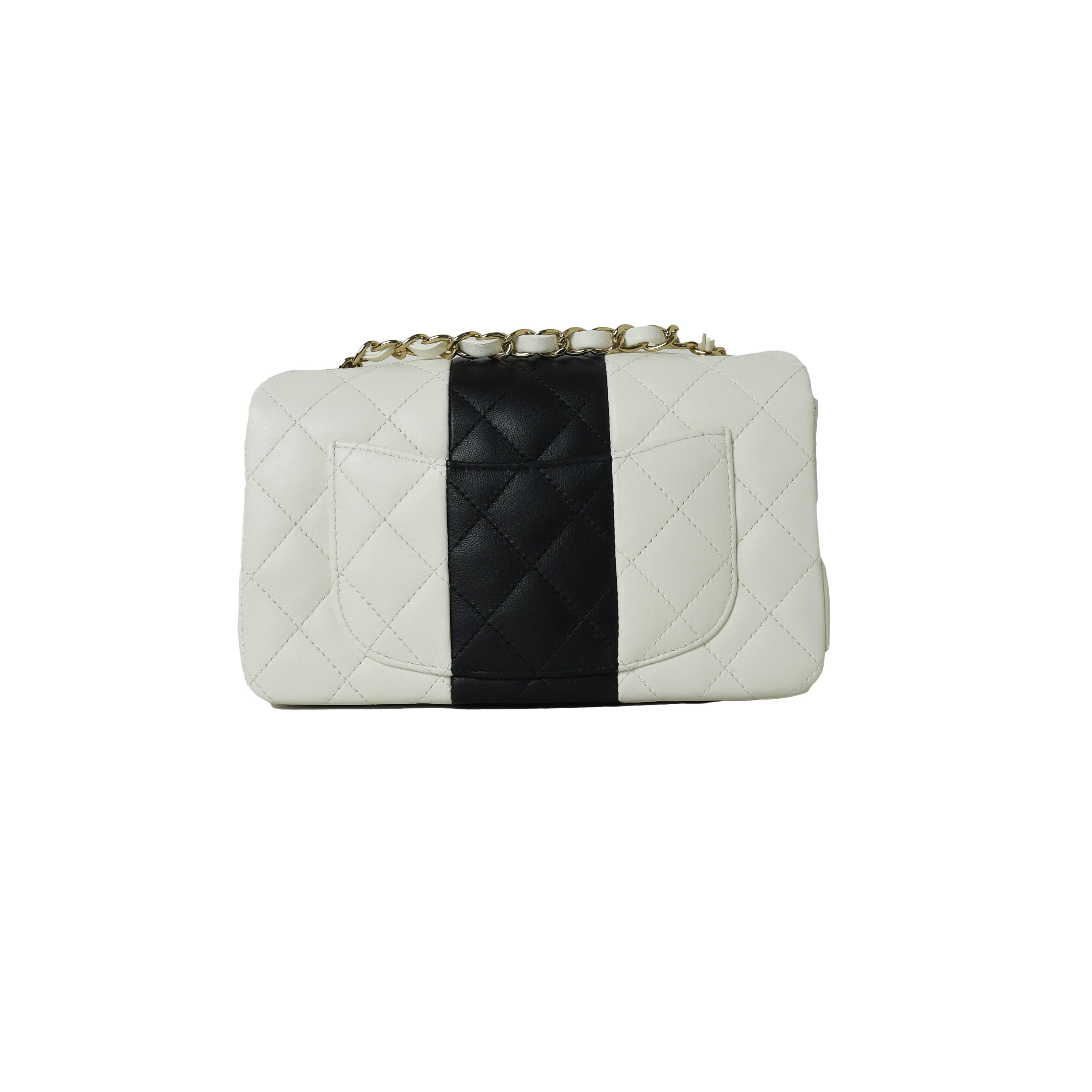 Chanel Mini Flap Lambskin Bag White Black Stripe - 3