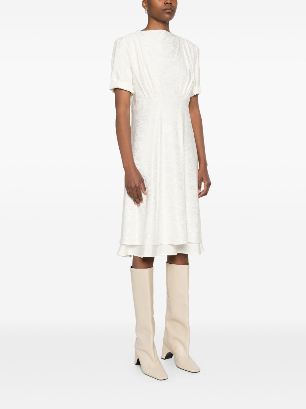 jacquard short-sleeve dress - 3