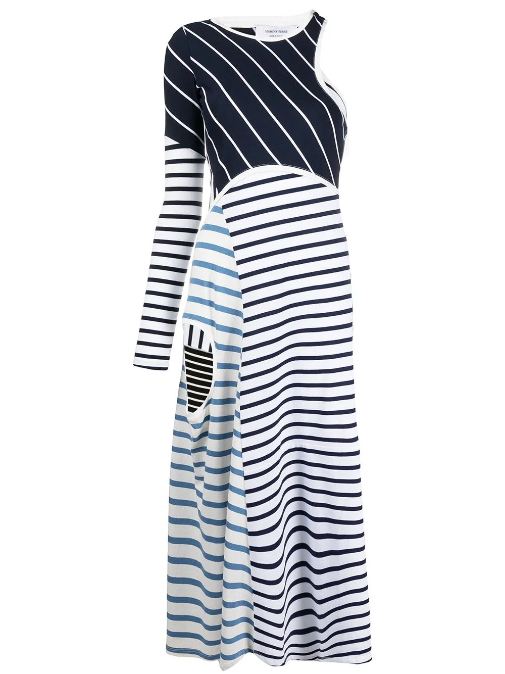 striped cut-out asymmetric dress - 1