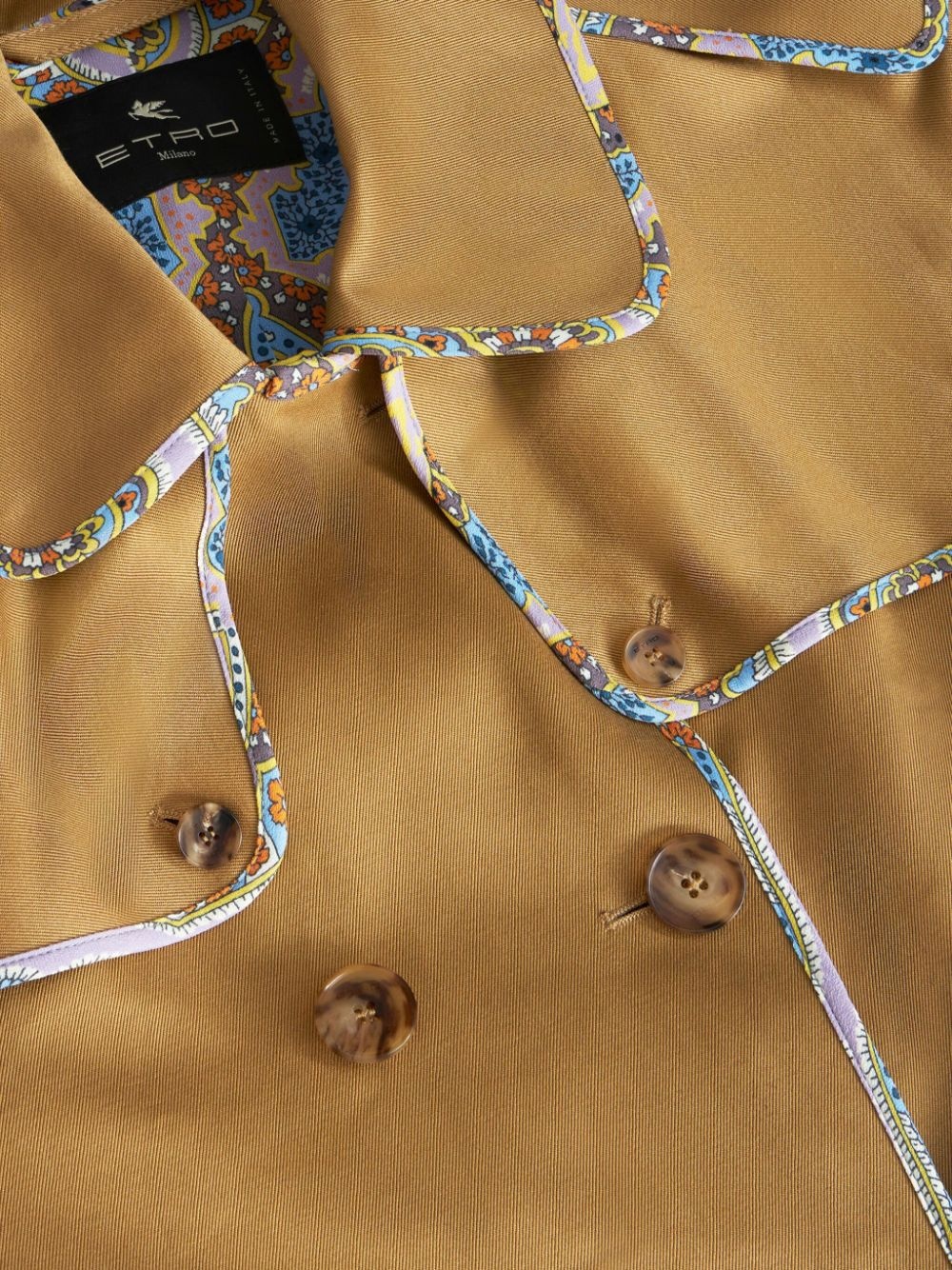 printed-trim double-breasted cotton - 5