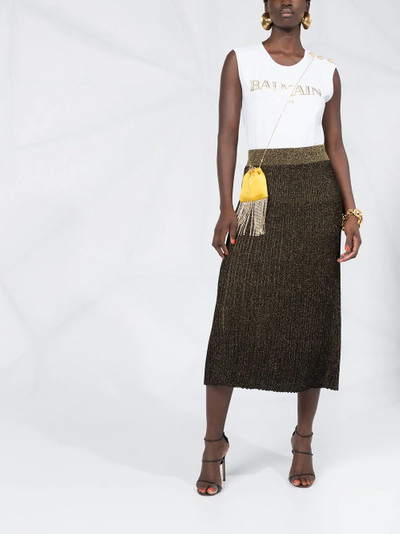 Balmain glitter ribbed midi skirt outlook