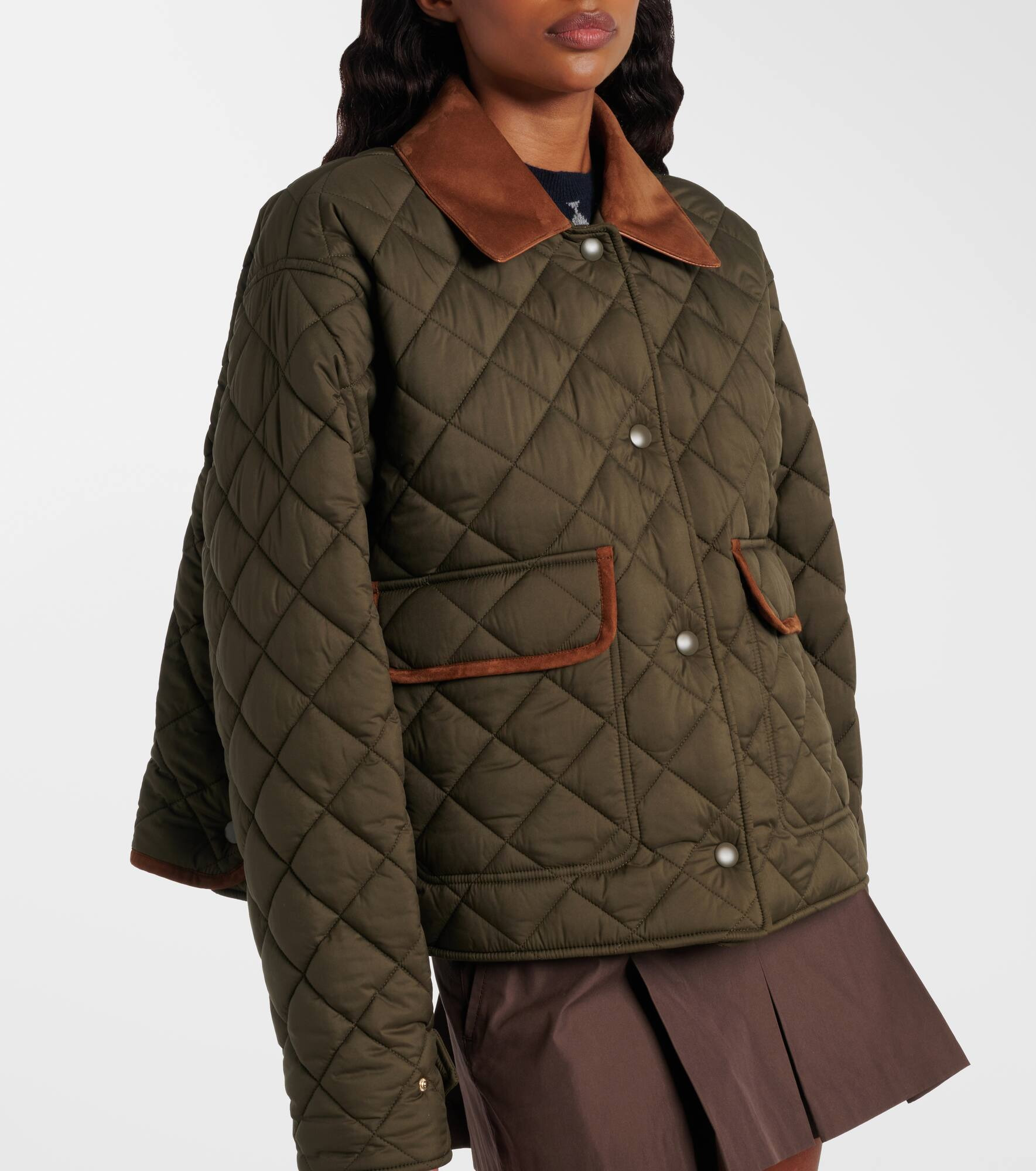 Quilted leather-trimmed jacket - 7