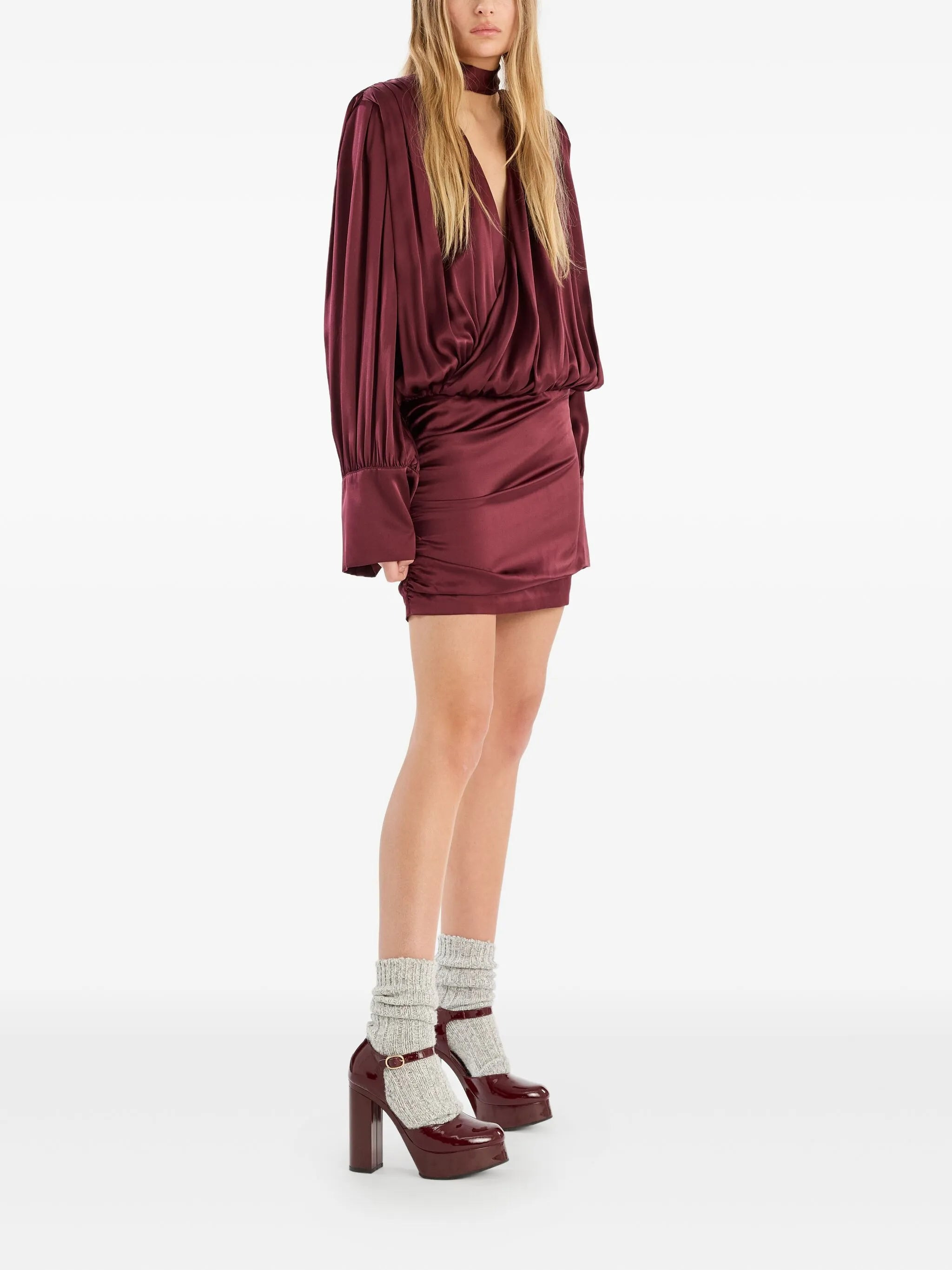 v-neck mini dress - 2