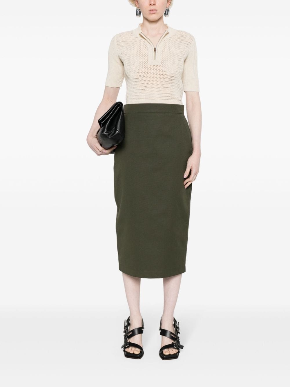 cotton pencil midi skirt - 2