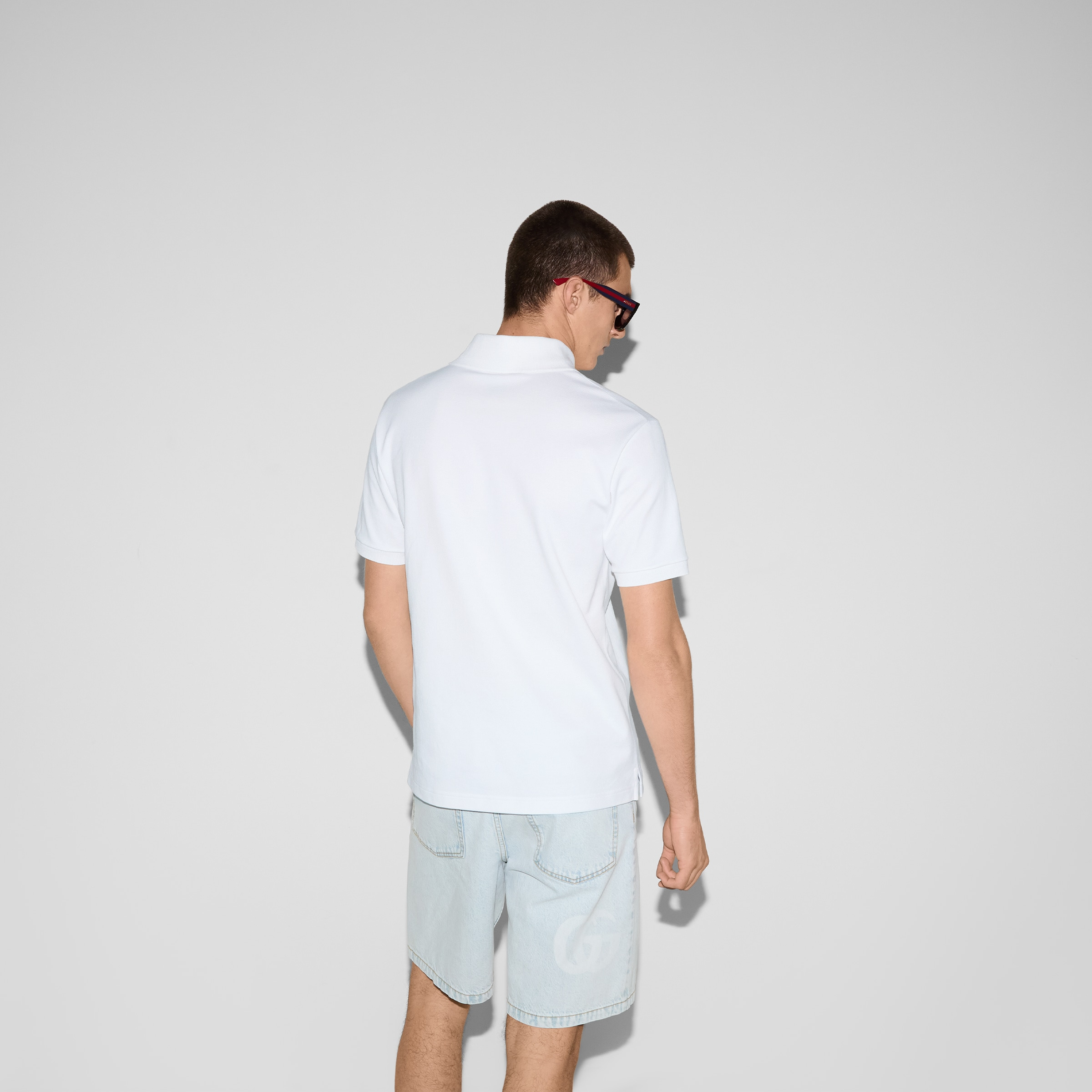 Cotton piquet polo shirt with print - 4