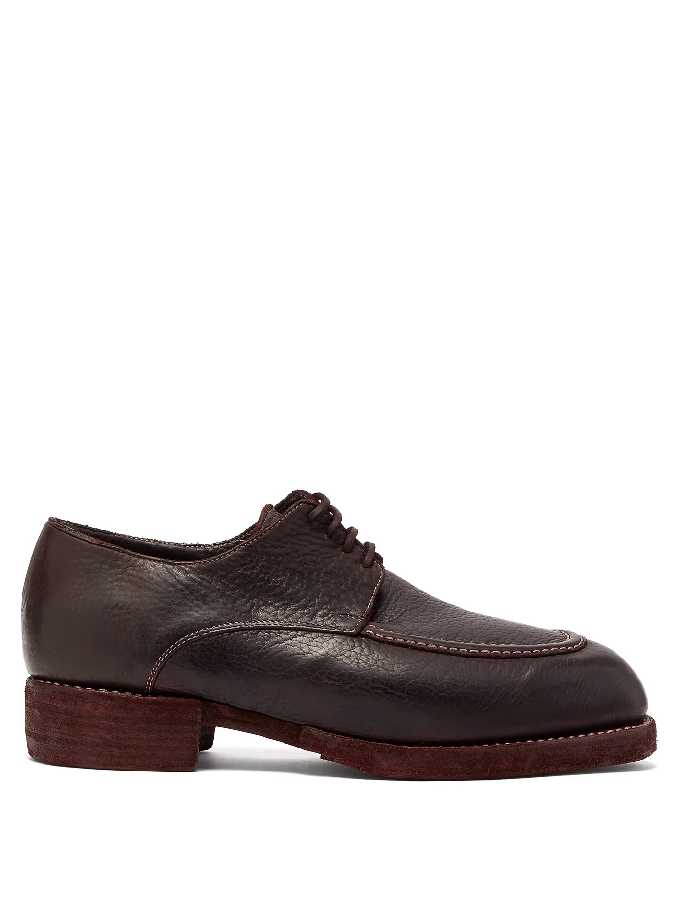 Bison grained-leather derby shoes - 1