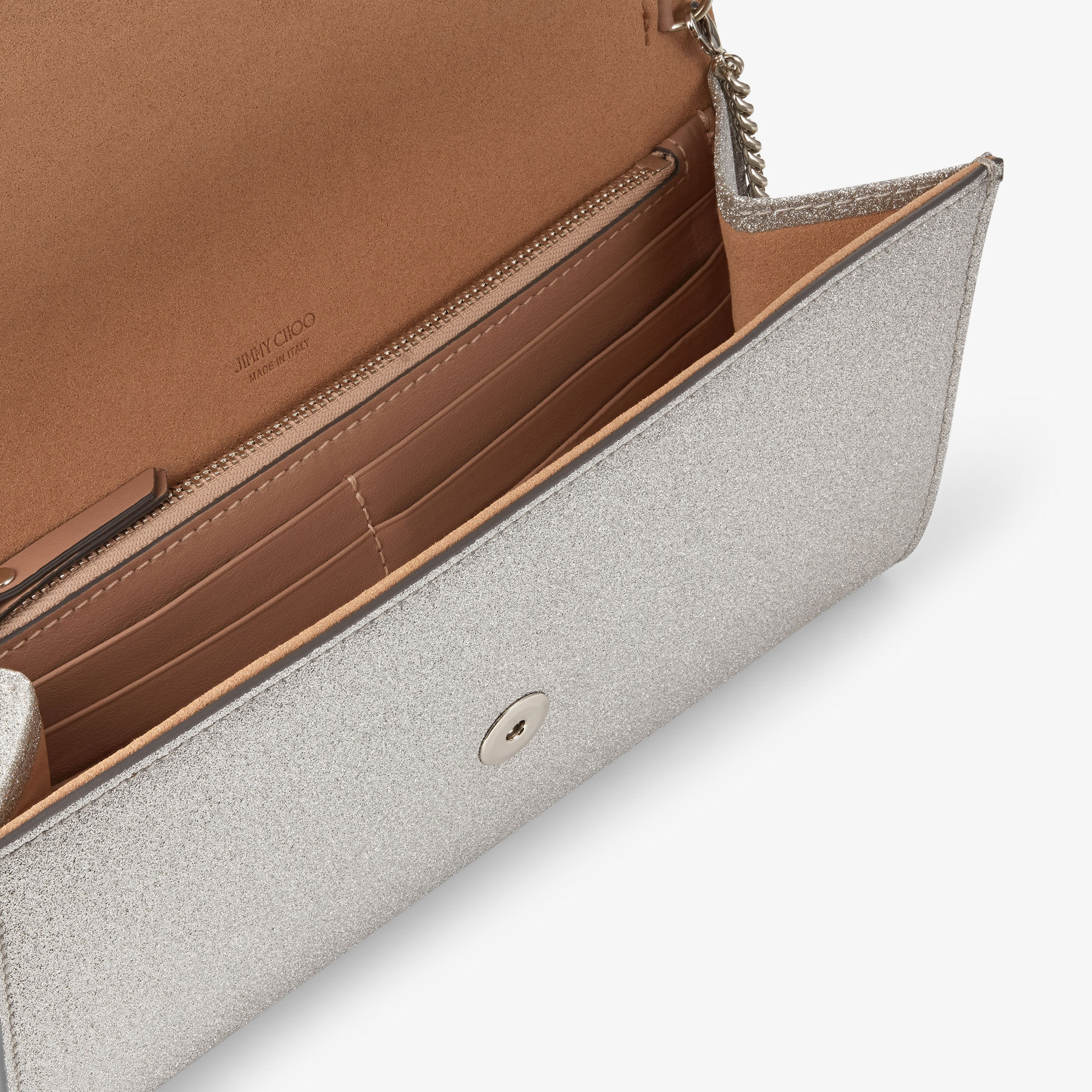 Emmie
Silver Fine Glitter Leather Clutch Bag - 4