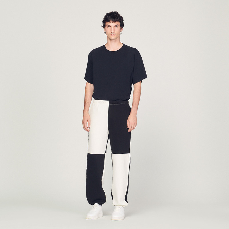 Sandro Two-tone organic cotton jogging bottoms outlook