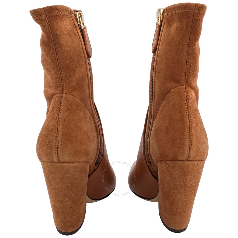 Burberry Ladies Nutmeg Panelled Suede And Lambskin Ankle Boots - 4