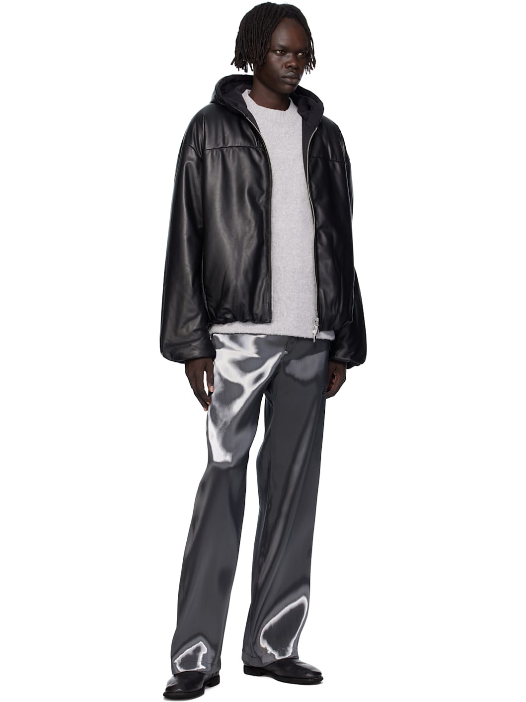 Black Paralax Reversible Leather Jacket - 5
