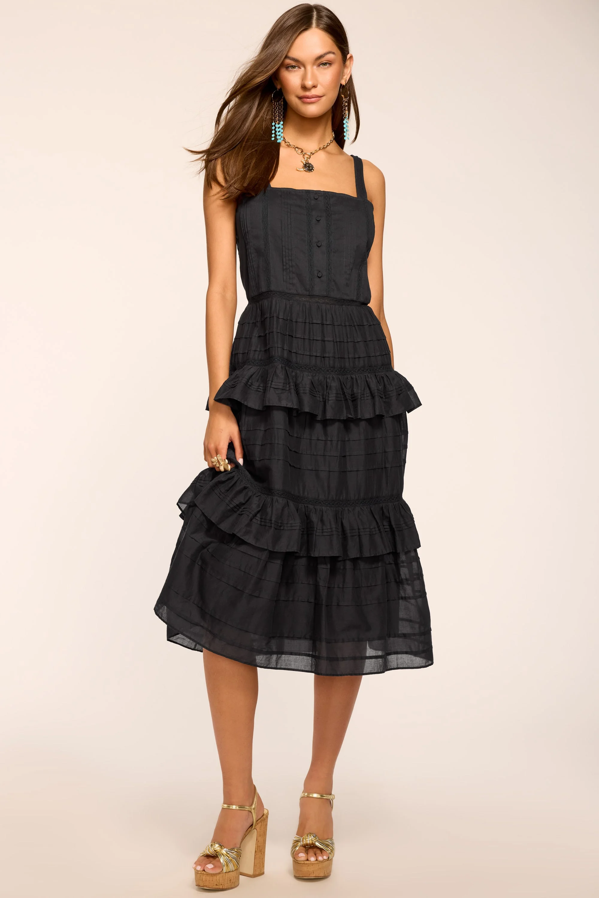 Daria Embroidered Voile Midi Dress - 1