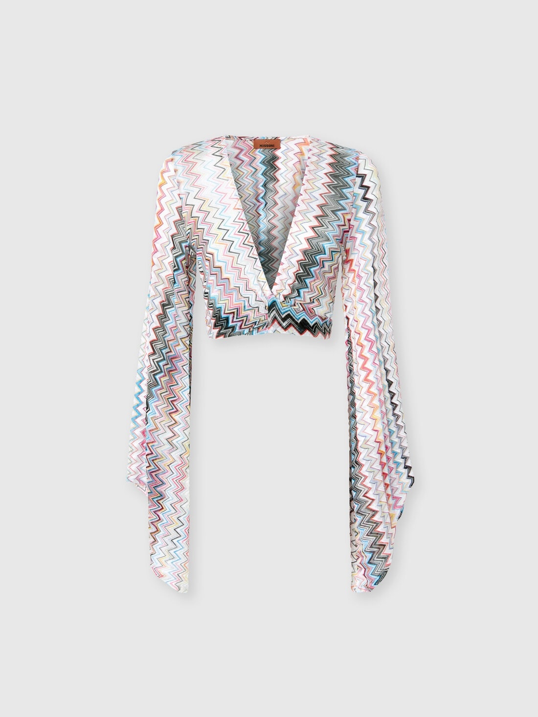 Viscose blend chevron top with wide sleeves - 1