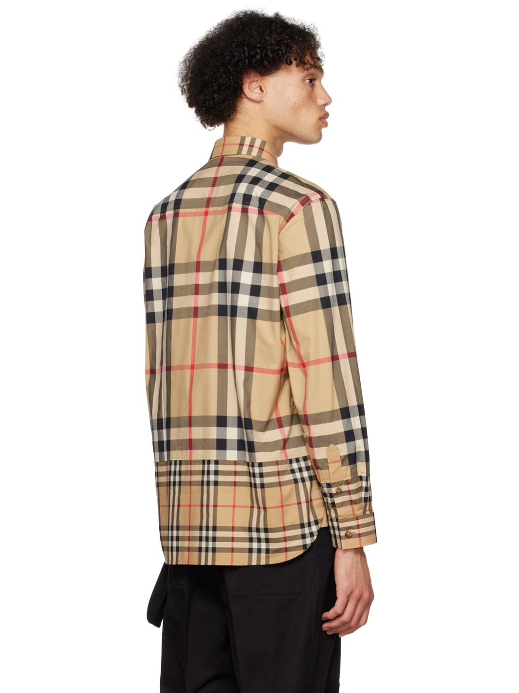 Beige Contrast Check Shirt - 3