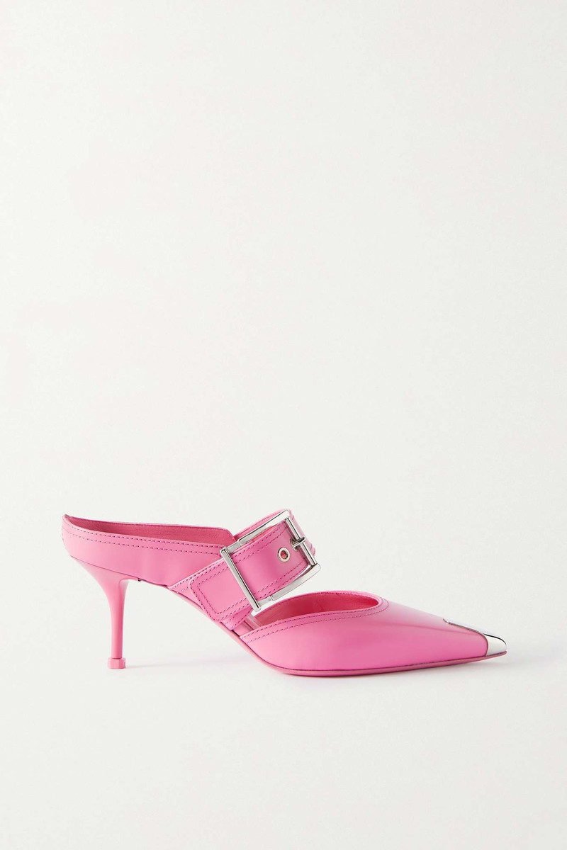 Buckled leather mules - 1