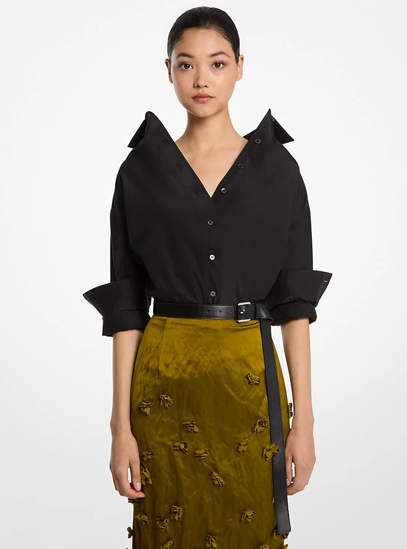 Silk and Cotton Taffeta Portrait Collar Shirt - 1