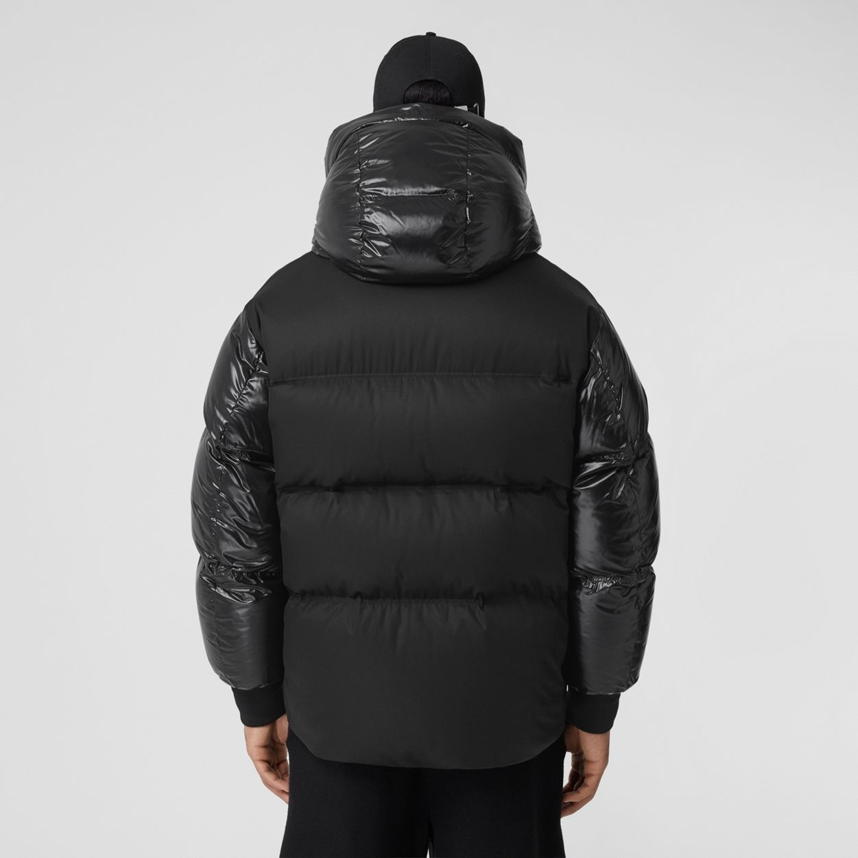 Contrast Panel Cotton Gabardine Puffer Jacket - 3