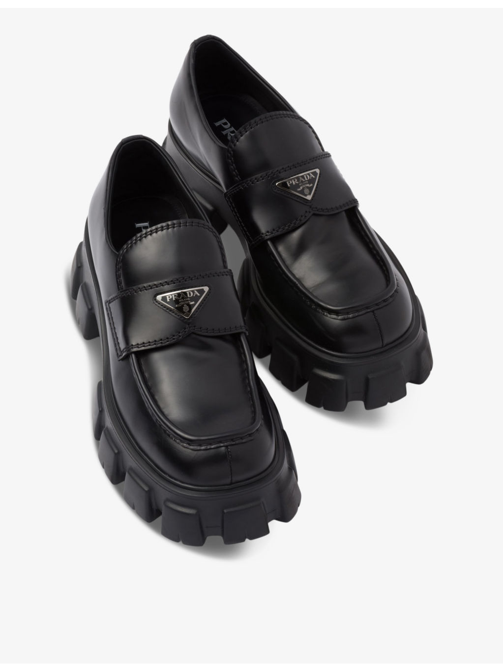 Monolith logo-embellished brushed leather loafers - 3