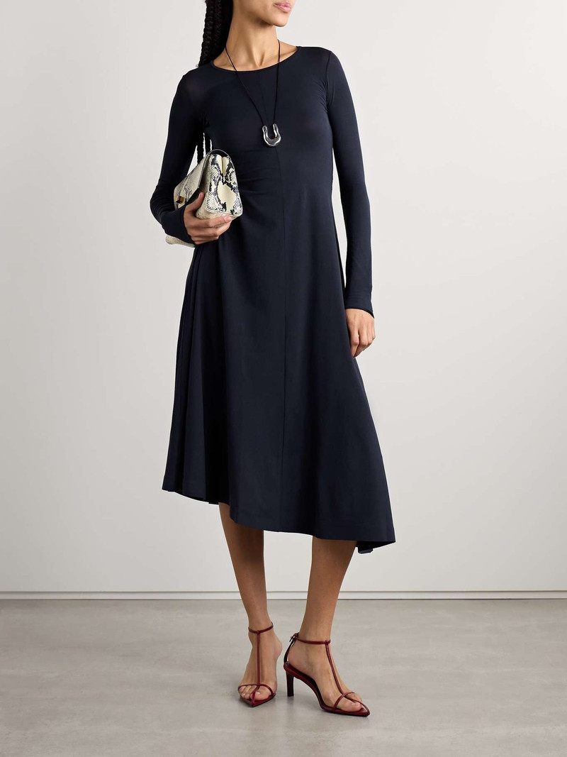 FFORME Jo asymmetric stretch-silk jersey midi dress Navy outlook