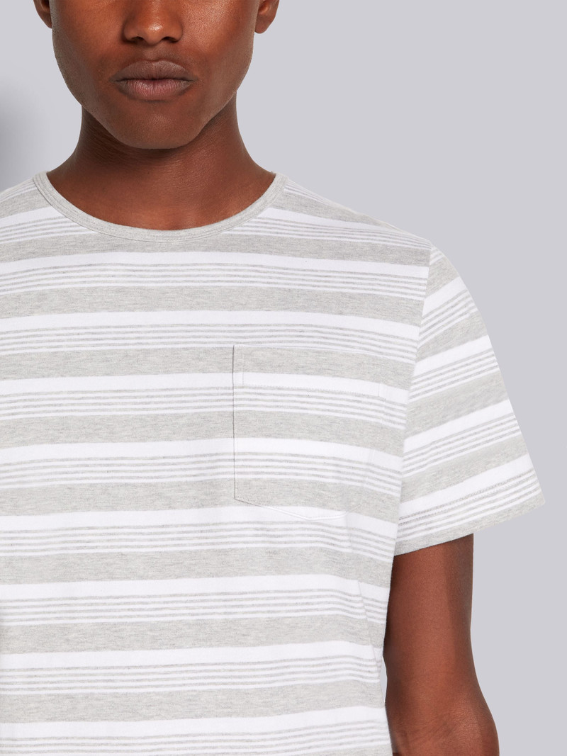 Pastel Grey Striped Jersey Pocket Tee 5