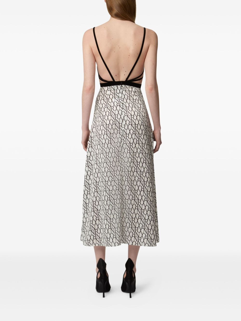 lace-insert midi dress - 4