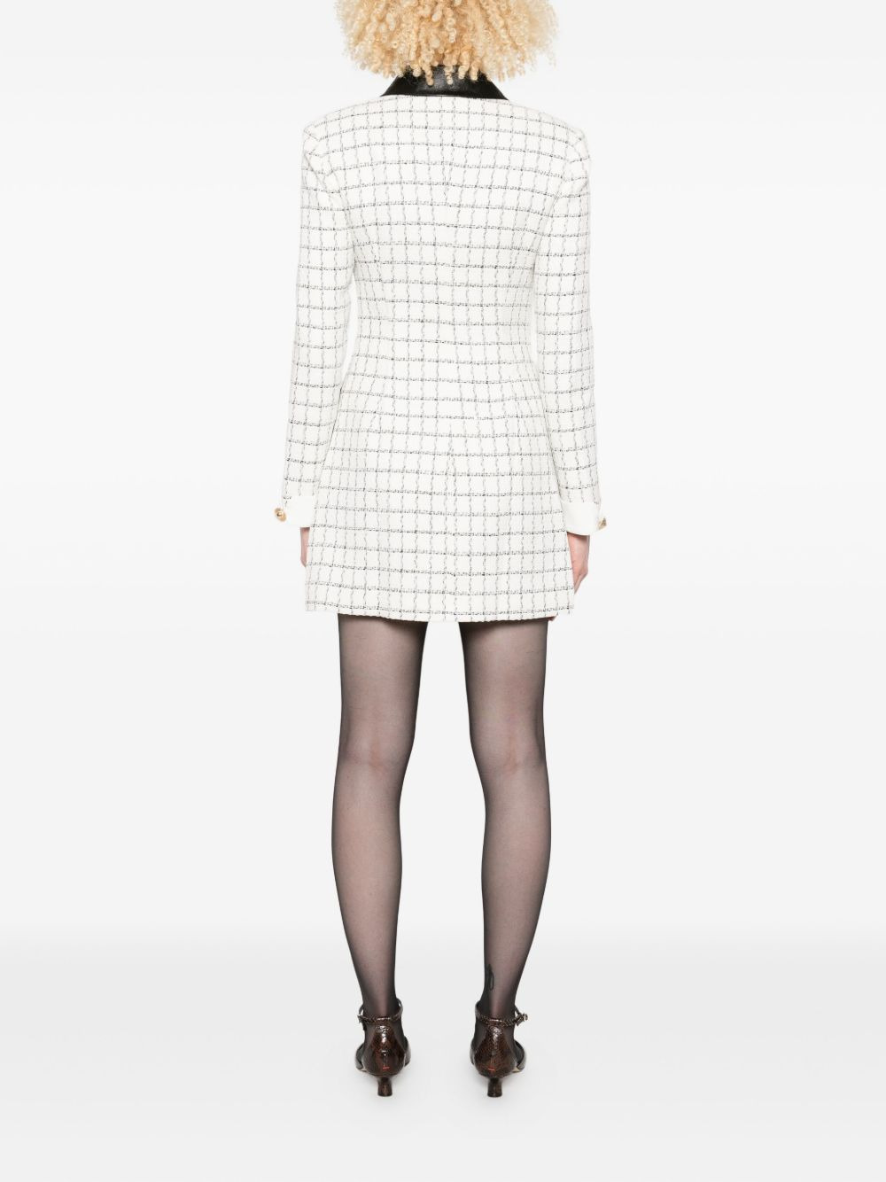 checked leather-trimmed mini dress - 4