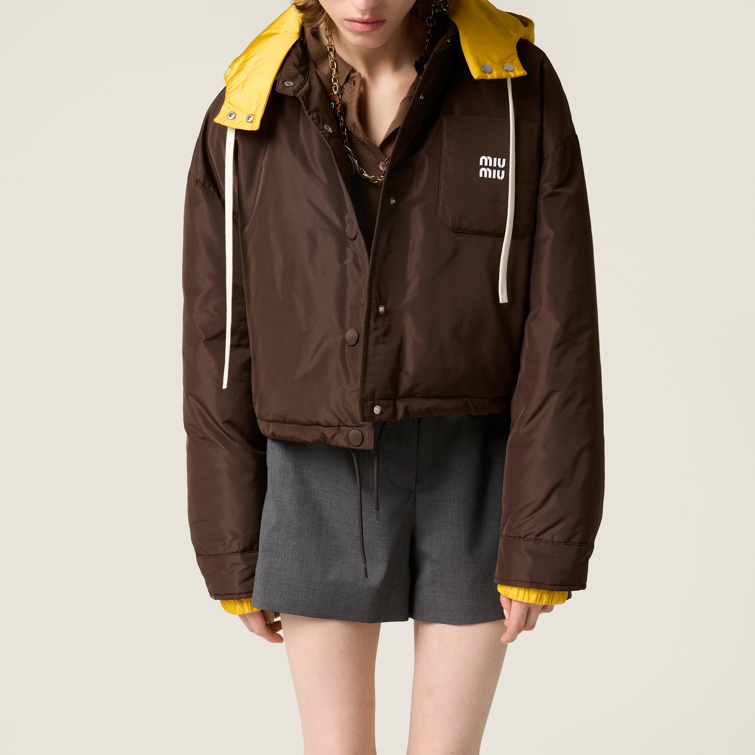 Technical pongé down hoodie jacket - 5