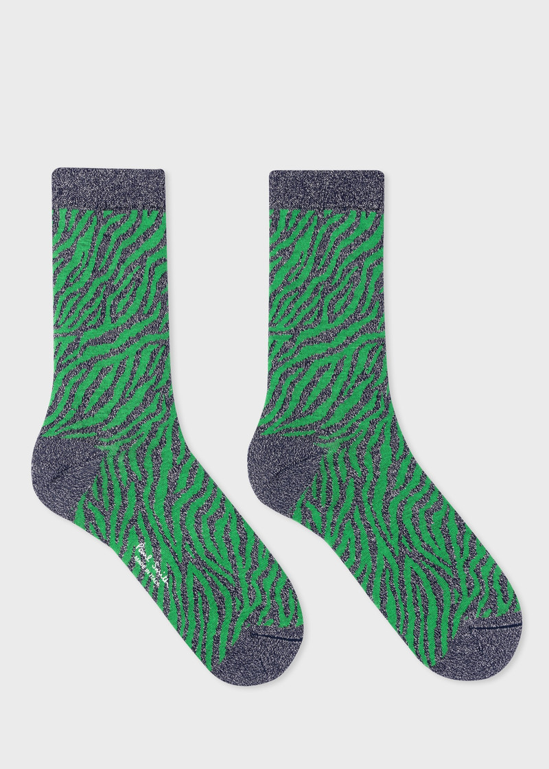 Paul Smith Women's Blue Glitter Zebra Socks outlook